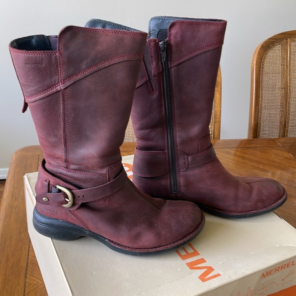 Merrell Captiva Buckle-Down Waterproof Boots-Burgundy - Picture 2 of 6